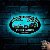 Custom Farmhouse Metal Wall Art Led Lights, Personalized Animals Barn Metal Sign, Metal Farm Truck Name Sign, Mountain Barn Ranch Metal Sign